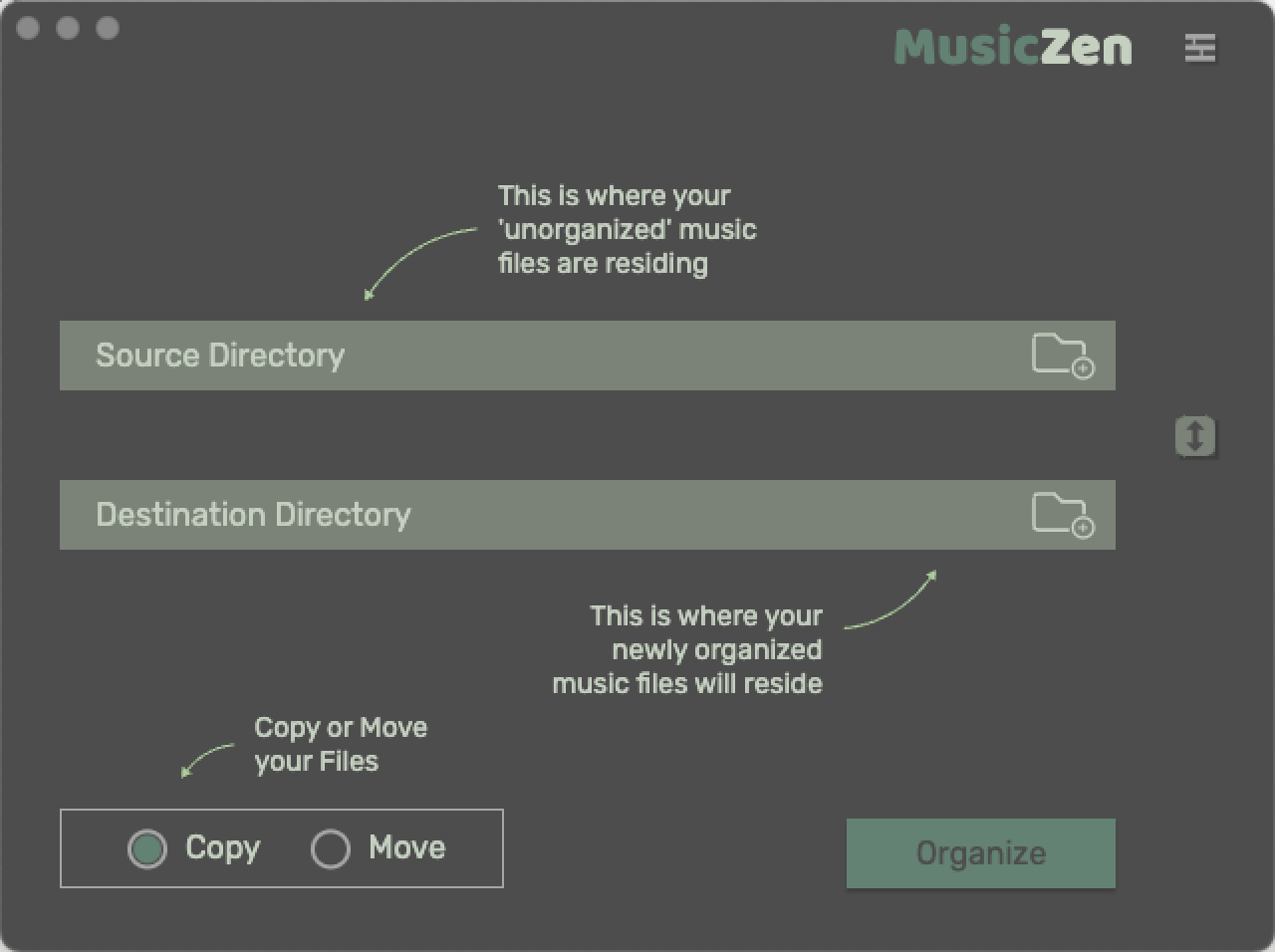 MusicZen Home Screen
