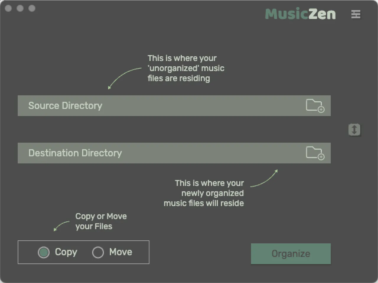 MusicZen Home Screen